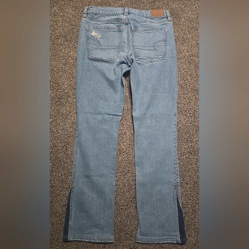 VTG American Eagle 90s Low Rise Skinny Kick Jeans Womens, Size 4, Stretchy Flare - Picture 8 of 11